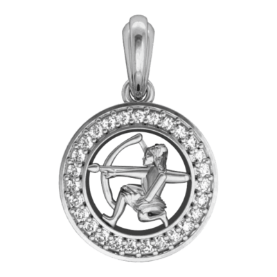 Sagittarius Charm Pendant studded with Diamonds in 92.5 Silver